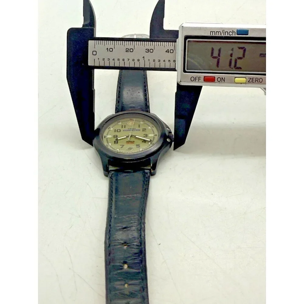 Timex Expedition Indiglo Men's Field Metal Watch Date Black Leather Band T47012